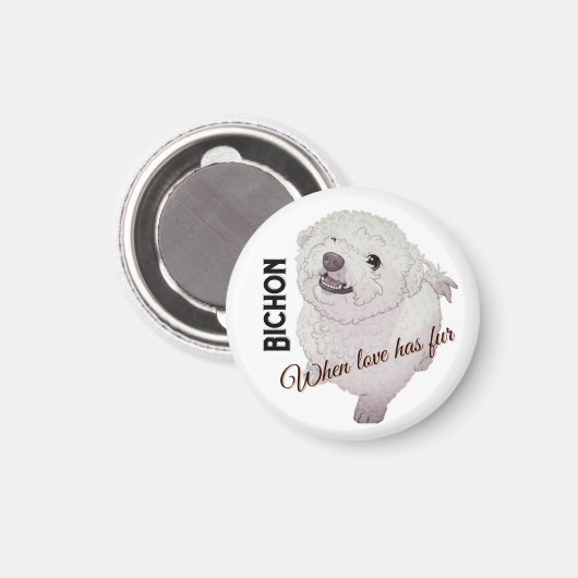 Love has Fur Bichon  Magneet (Voorkant / Achterkant)