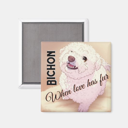 Love has Fur Bichon Magneet (Voorkant / Achterkant)