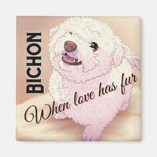 Love has Fur Bichon Magneet (Voorkant)