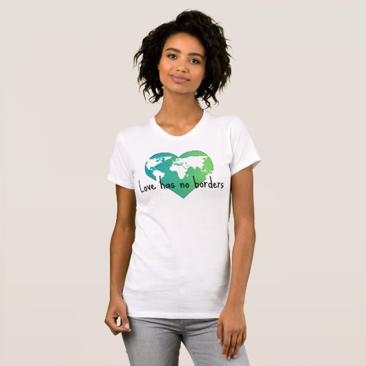 Love Has No Borders T-shirt voor dames, slim fit (Voorkant volledig)