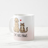 Love Has Paws | Cute Minimalist Dog and Cat Illust Koffiemok (Voorkant links)