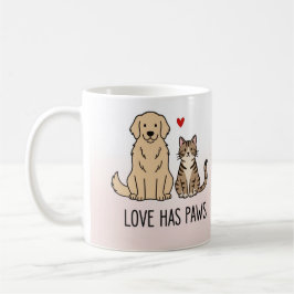 Love Has Paws | Cute Minimalist Dog and Cat Illust Koffiemok