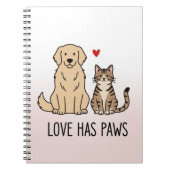 Love Has Paws | Cute Minimalist Dog and Cat Illust Notitieboek (Voorkant)