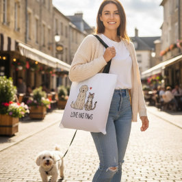 Love Has Paws | Cute Minimalist Dog and Cat Illust Tote Bag