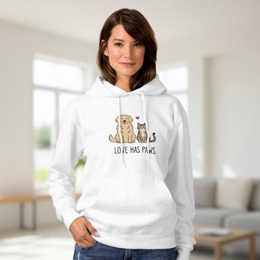 Love Has Paws - Goudkleurige Retriever en Kat Volw Hoodie