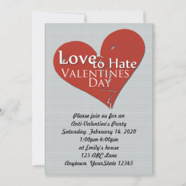 Love-Hate Valentijnsdag Party Invitation Kaart