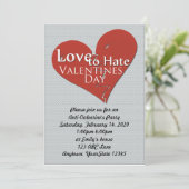 Love-Hate Valentijnsdag Party Invitation Kaart (Staand voorkant)