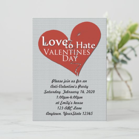 Love-Hate Valentijnsdag Party Invitation Kaart (Staand voorkant)