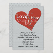 Love-Hate Valentijnsdag Party Invitation Kaart (Voorkant / Achterkant)