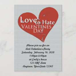 Love-Hate Valentijnsdag Party Invitation Kaart
