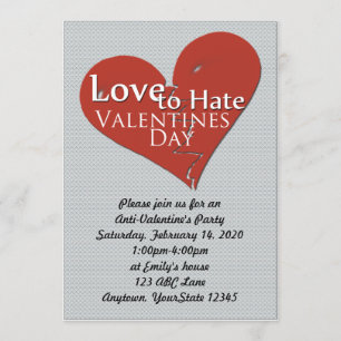 Love-Hate Valentijnsdag Party Invitation Kaart