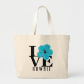 LOVE Hawaii - Blue Hibiscus Grote Tote Bag (Voorkant)