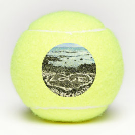 Love Hawaii koraal hart zwart zand strand foto Tennisballen