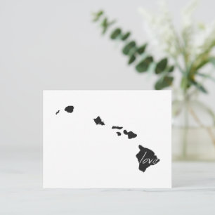 Love Hawaii Map Shaped Antiek Black Chalkboard Briefkaart