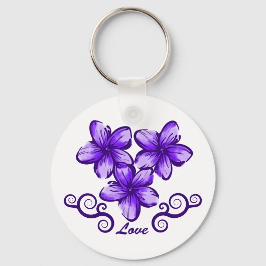 Love Hawaii Plumeria Sleutelhanger (Voorkant)