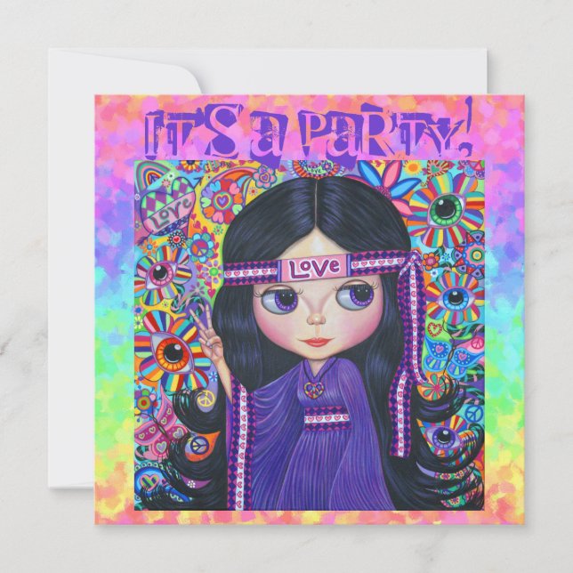 Love Headband Hippie Girl Doll Paars Psychedelic (Voorkant)