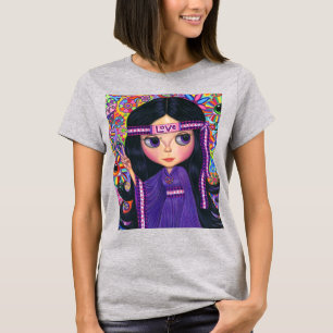 Love Headband Hippie Girl Doll Paars Psychedelic T-shirt