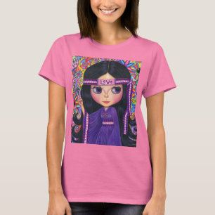 Love Headband Hippie Girl Doll Paars Psychedelic T-shirt