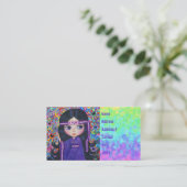 Love Headband Hippie Girl Doll Paars Psychedelic Visitekaartje (Staand voorkant)