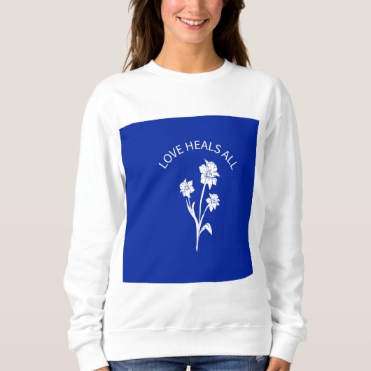 "Love Heals All" Royal Blue accent sweatshirt (Voorkant)