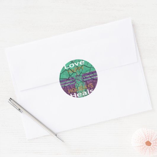 Love Heals Ronde Sticker (Envelop)