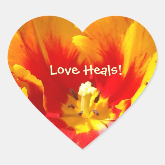Love Heals! stickers hartvormige Tulpenbloem (Voorkant)
