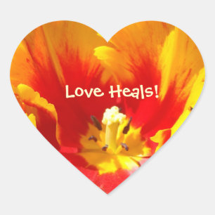 Love Heals! stickers hartvormige Tulpenbloem