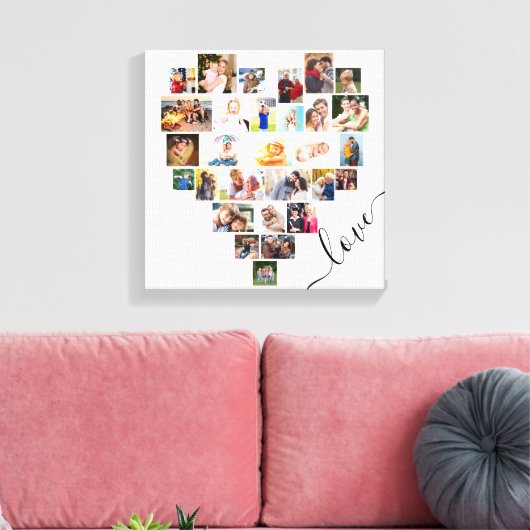 Love Heart 29 Photo Collage Small Square Canvas Afdruk (Insitu (Woonkamer))