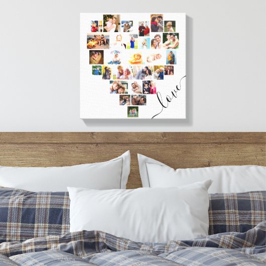 Love Heart 29 Photo Collage Small Square Canvas Afdruk (Insitu (Slaapkamer))