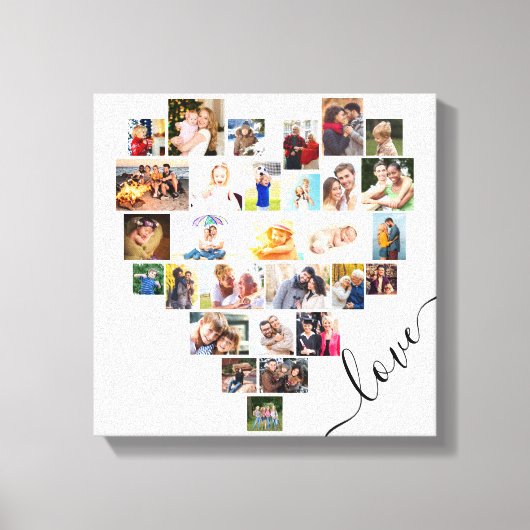 Love Heart 29 Photo Collage Small Square Canvas Afdruk (Voorkant)