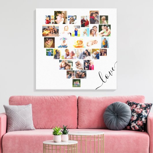 Love Heart 29 Photo Collage Stretched Canvas Print (Insitu (Woonkamer))