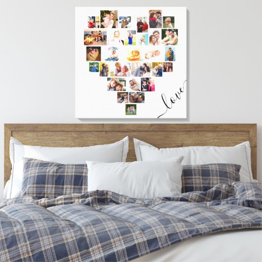 Love Heart 29 Photo Collage Stretched Canvas Print (Insitu (Slaapkamer))