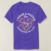 Love Heart Autism Awareness I Draag a Puzzle Daugh T-shirt (Design voorkant)