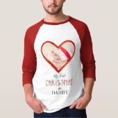 Love Heart Baby Foto Mijn 1e kerst als papa T-shirt (Voorkant)