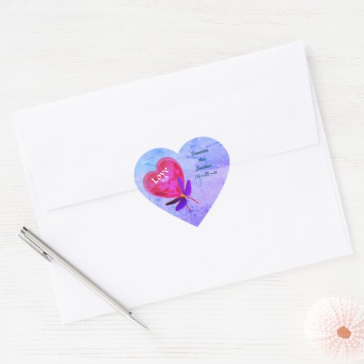 Love Heart Balloon Personalized Wedding Hart Sticker (Envelop)