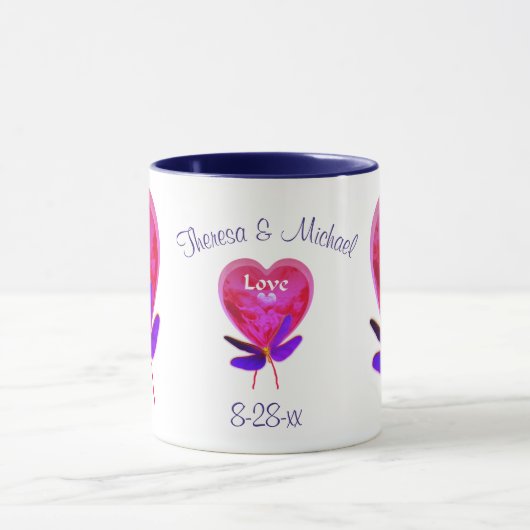 Love Heart Balloon Personalized Wedding Mok (Midden)