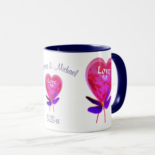 Love Heart Balloon Personalized Wedding Mok (Voorkant rechts)