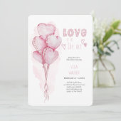 Love Heart Balloons Waterverf Vrijgezellenfeest Kaart (Staand voorkant)