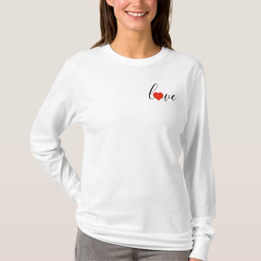 Love Heart Basic Long-hoeve T-Shirt (Voorkant)