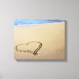 Love Heart Beach Canvas Afdruk
