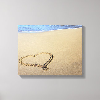 Love Heart Beach Canvas Afdruk