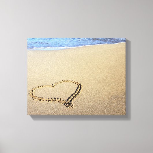 Love Heart Beach Canvas Afdruk (Voorkant)
