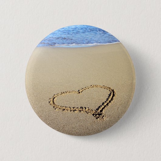 Love Heart Beach Ronde Button 5,7 Cm (Voorkant)
