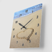 Love Heart Beach Vierkante Klok (Hoek)