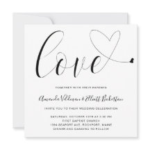 Love Heart Black and White Modern Wedding
