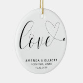 Love Heart Black and White Wedding Favor Keramisch Ornament (Rechts)