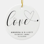 Love Heart Black and White Wedding Favor Keramisch Ornament (Voorkant)