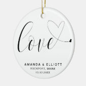 Love Heart Black and White Wedding Favor Keramisch Ornament (Links)