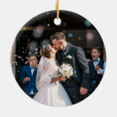 Love Heart Black and White Wedding Favor Keramisch Ornament (Achterkant)