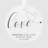 Love Heart Black and White Wedding Favor Ornament (achterkant)